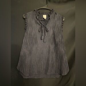 Joie Charcoal Sleeveless Blouse with Ruffle Trim